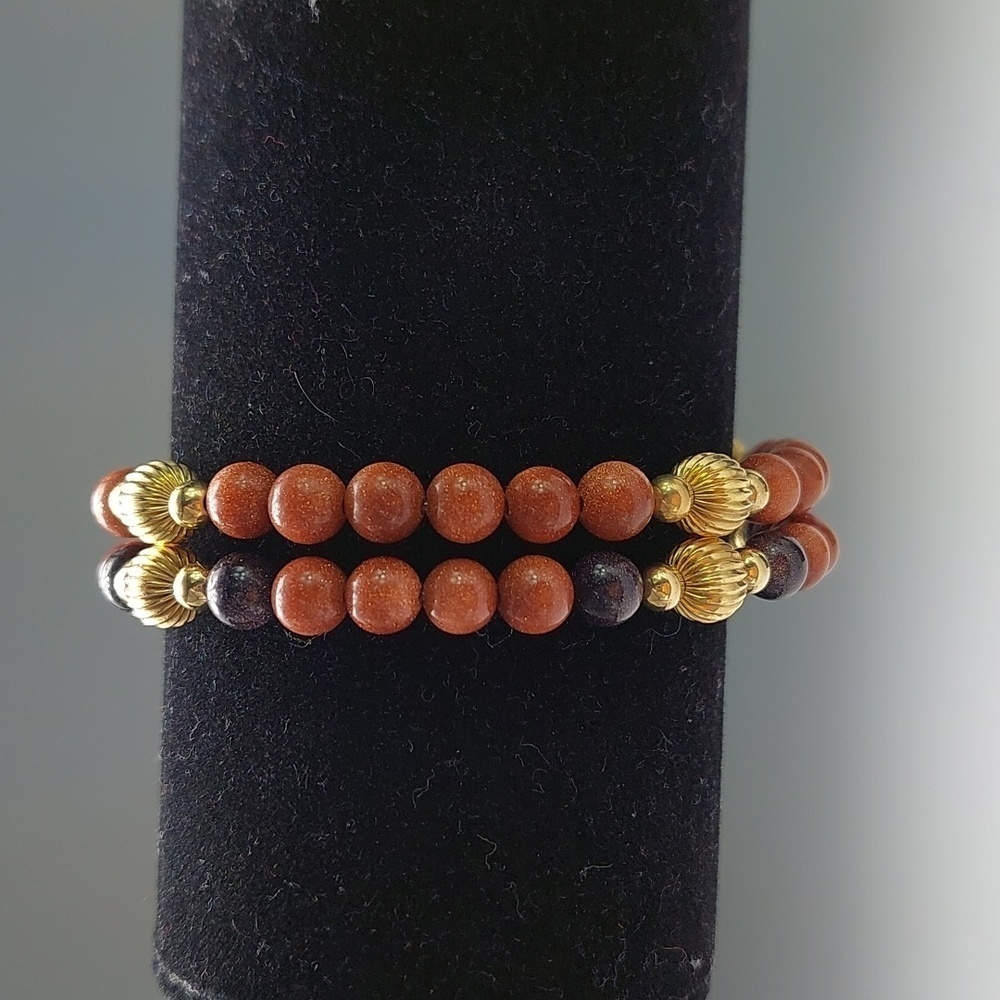 Double Sparkling Goldstone Bracelets
